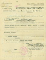 Guerre 40 Certificat D'appartenance Aux Forces Françaises De L'intérieur FFI Général Commandant 7e Région - Oorlog 1939-45