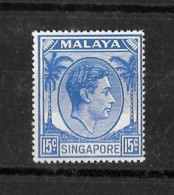 Singapore, 1948 KGVI Definitive 15c Ultramarine, Perf 17.5x18  MNH (S902) - Singapur (...-1959)