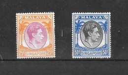 Singapore, 1948 KGVI Definitive 25c & 50c, Perf 17.5x18  MNH (S904) - Singapore (...-1959)