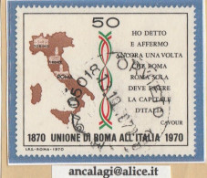 USATI ITALIA 1970 - Ref.0260A "UNIONE DI ROMA  ALL'ITALIA" 1 Val. - - 1961-70: Used