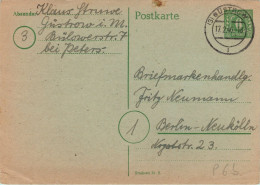 ALLEMAGNE SBZ MECKLENBURG VORPOMMERN - Entier / Ganzsache P 6b Güstrow Nach Berlin-Neukölln - 6 Pf Wertziffer - Enteros Postales