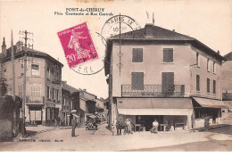 38 .n° 107175 .  Pont De Cheruy .voiture .cafe .place Constantin Et Rue Centrale . - Pont-de-Chéruy