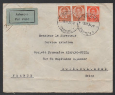 YOUGOSLAVIE - JUGOSLAVIJA - SERBIE - ZEMUN - Земун / 1937 LETTRE AVION ==> FRANCE - HISPANO SUIZA  (ref 8729) - Storia Postale