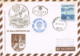 54626. Carta Ballon Post, Globus INNSBRUCK (Austria) 1968. Mauerkirchen To Germany - Brieven En Documenten