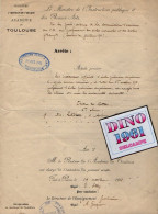 VP23.069 - Ministère De L'Instruction Public - PARIS X TOULOUSE 1911 - Arrêté - M. LADIEU, Professeur à AUBIN - Documenti Storici