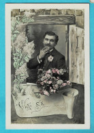 * Fantaisie - Fantasy - Fantasie (Vive Saint ...) * (Irène 3344) Homme, Man, Portrait, Fleurs, Moustache, Old - San Nicolás