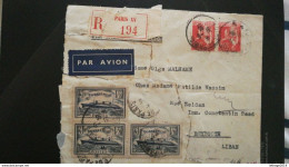 COVER FROM FRANCE PARIS TO SYRIE LIBAN BEYROUTH OBLITERE لبنان سوريا بيروت - Covers & Documents