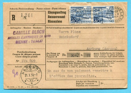 Einzugsauftrag Biel / Bienne 1954 - Absender: Camille Bloch Mit Quittung - Lettres & Documents