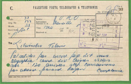 ZA1567 - PALESTINE Israel - POSTAL HISTORY - TELEGRAM  Tel Aviv 1937 - Autres & Non Classés