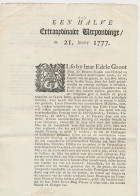 Halve Extraordinaire Verpondinge - Oud Alblas 1777 - Fiscali
