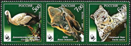 Russia 2007, WWF Rare Animals Bird Mammals - Strip Of 3 V. MNH - Nuevos