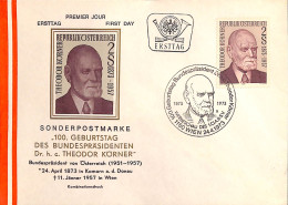 [900514]TB//-Autriche 1973 - FDC, Documents, Theodor Korner, Célébrité, Médecine, Santé - Medicine