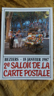 CPM BEZIERS 2 EME SALON DE LA CARTE POSTALE 18 01 1987 LE MARCHAND DE BALLONS M ARSELIN DIT PERE LA BULLE CLICHE VIALA - Bolsas Y Salón Para Coleccionistas