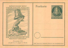 BERLIN 1951 - Entier / Ganzsache * - P 25 Anwesenheit Des Europa-Zuges In Westberlin - 10 Pf Freiheitsglocke Grün - Postkarten - Ungebraucht