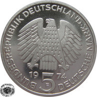 LaZooRo: Germany 5 Mark 1974 F PROOF 25 Years - Silver - Gedenkmünzen