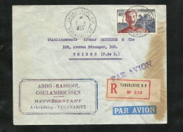 Madagascar Lettre Recommandée Par Avion Tananarive 1/3/1955 à Thiers Le 5/3/1955 Le N° 326 Lyautey Seul B/TB Voir Scans - Briefe U. Dokumente