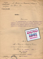 VP23.073 - Ministère De L'Instruction ...PARIS X TOULOUSE 1912 - Arrêté - M. LADIEU, Professeur à AUBIN X SAINT- CERE - Documenti Storici