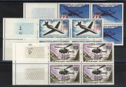 Reunion CFA - YV PA 58 à 60 N** MNH Luxe Complete En Blocs De 4 BdF , Prototypes , Cote 140+ Euros - Poste Aérienne