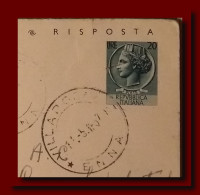1957 ITALIA ITALY Intero CPRP Sir £20 Parte Risposta Vg VILLAROSA X ROMA Ps Card 2scans - Ganzsachen
