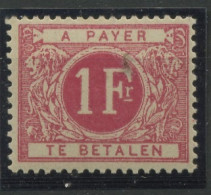 Taxe 10 ** 1 Fr Rose   Postfris  Cote 83-€ - Francobolli