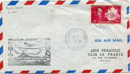 MARTINIQUE LETTRE PAR AVION AVEC AU DOS VIGNETTE "1ere LIAISON AERIENNE MARTINIQUE-FRANCE" DEPART FORT DE FRANCE 8-7-47 - Storia Postale