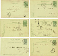 D002  UITGIFTE 1893 OP BRIEFKAARTEN  * BIERWART-BIEVENE-BONEFFE-BOUCHOUTE-CAMBRO ST VINCENT-COOLSCAMP* - Postmarks With Stars