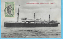 Timbre Type Mols-Belgisch-Congo Belge-Bilingue-1910-5c Vert-N°54-Cachet "Matadi-1912"CPA-SS.Elisabethville-Navire - Covers & Documents
