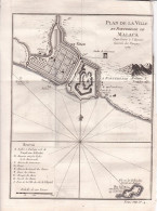 Plan De La Ville Et Forteresse De MALACA Malaisie Malacca Carte Originale 1750 Nicolas Bellin - Cartes Géographiques