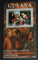 GUYANA 1988, Paintings, Art, Tiziano, Mi #B27, Souvenir Sheet, Used - Religious