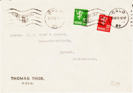 Norvege, De Oslo En 1930 Pour L'Erfurt ( D)  Machine Krag Illustrée  TB - Briefe U. Dokumente
