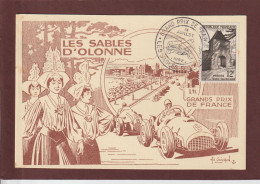 921 De 1952 - Carte 1er Jour Les SABLES D' OLONNE 85 - GRAND PRIX AUTOMOBILE DE FRANCE Le 13-07-1952 - 2 Scannes - Auto's