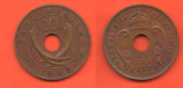 East Africa 10 Cents 1943 Great Britain Protectorate Oriental Afrique Bronze Coin - Colonias