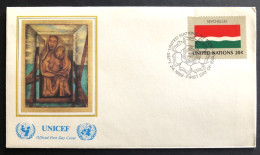 UNITED NATIONS,  FDC, UNICEF, « SEYCHELLES », Flags, Painting, 1982 - UNICEF