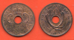 East Africa 10 Cents 1956 Great Britain Protectorate Oriental Afrique Bronze Typological Coin Queen Elizabeth II° - Colonies