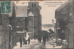 Porcheville Sous La Neige - Le 6 Mars 1909 - Rue Principale 1909 ( Avec Verso ) - Porcheville