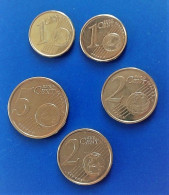 Lot EURO 5 Pièces  De 1 -2 - 5 Centimes PLAQUE OR  (B20 31)F - Variétés Et Curiosités