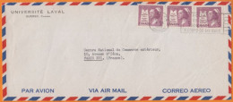 CANADA  Lettre Pub " UNIVERSITE LAVAL "   De QUEBEC 1959  Avec 3 Timbres à 5c Pour PARIS Par Avion - Briefe U. Dokumente