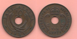 East Africa 10 Cents 1941 Great Britain Protectorate Oriental Afrique Bronze Coin King Georgius VI° - Colonias