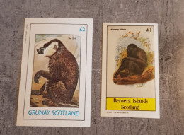 SCOTLAND SIAMANG GIBBON& THE DRILL 2 BLOCKS IMPERFORED MNH - Monkeys