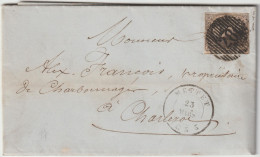 Belgique 1855 Lettre Datée De Ermeton Sur Biert . Affr. N°6 Distribution 28 Mettet Vers Charleroi - 1851-1857 Medaillen (6/8)