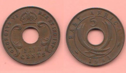 East Africa 5 Cents 1941 I Great Britain Protectorate Oriental Afrique Bronze Coin King Georgius VI° - Colonies