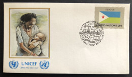 UNITED NATIONS,  FDC, UNICEF, « DJIBUTI », Flags, Painting, 1981 - UNICEF