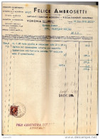 1939    FATTURA  VERONA   -  FELICE AMBROSETTI IMPIANTI SANITARI MODERNI - Italia