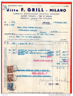 1940 FATTURA  MILANO   -  F. GRILL  FABBRICA MACCHINARIO  VINICOLO MODERNO - Italia
