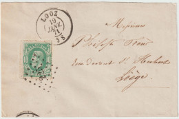 Belgique 1871 Obl. LOOZ  N° 30 S/ Enveloppe LP. 225 Vers Liège - 1869-1883 Leopold II