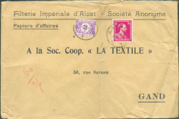 1Fr Leopold III Col Ouvert Obl. Sc AALST Sur Lettre (Filterie Impériale D'ALOST) Papiers D'affaires Du 8-10-1941  Vers G - Brieven En Documenten