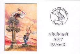 BEDECINE 2017 ILZACH & Marc HARDY : Carte FDC Du 33ème Festival D'Illzach Pierre Tombale - Comics