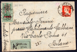 1944 12 AGOSTO RSI RACCOMANDATA ESPRESSO DA CAVALESE PER MILANO AFFRANCATA COL L.1,75 IMPERIALE REGNO IN USO TARDIVO SAS - Storia Postale