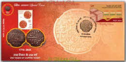 India 2024 Patna 250 Years Of Copper Ticket,  “PREPAID TOKEN”, History, Coin,Warren Hasting, Sp Cover (**) Inde Indien - Storia Postale