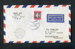 "DDR" 1958 Zuleitungspost-Brief Per Luftpost Zu Erstflug "Prag-Paris" (L0161) - Correo Aéreo